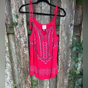 Knox Rose Red Embroidered Tank Top
